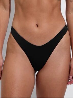 Left On Friday Black Backside Thong Bikini Bottom